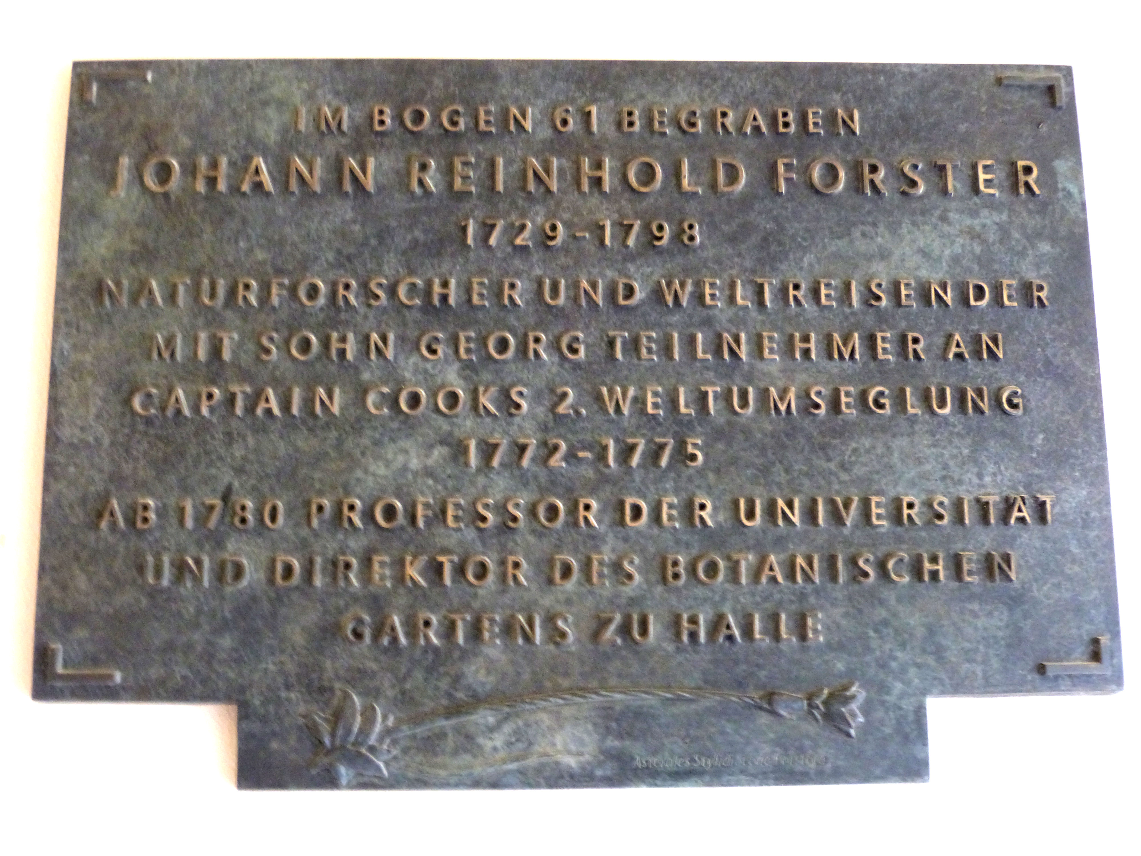 Forster Johann Reinhold Gedenktafel auf dem Stadtgottesacker in Halle Bild von der Stadt Halle