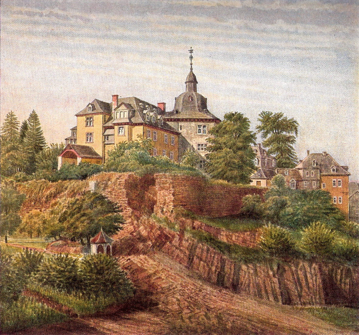 Das obere Schloss in Siegen um 1860 Gemälde von Jakob Scheiner.